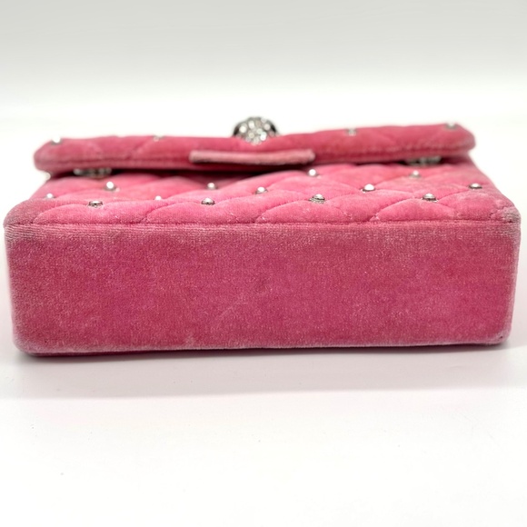 KURT GEIGER Mini Kensington Pink Quilted Velvet Crossbody With Gemstones - RARE - Picture 11 of 13